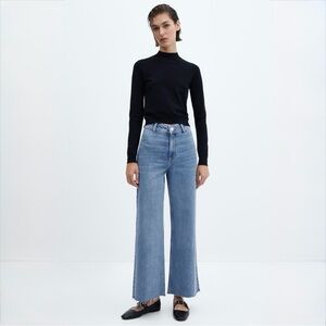 Mango Catherine High Rise Wide Leg Culotte Jeans Blue EU 32 US 1